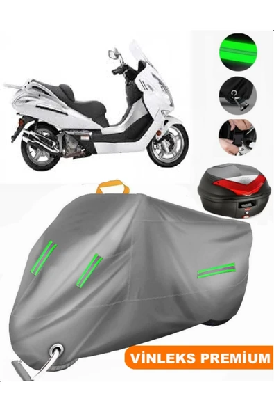 MotoEN  Vinleks Gri Mondial 250 Jet Max Arka Çanta Uyumlu Motosiklet Brandası (Kilit Uyumlu) ürün görseli