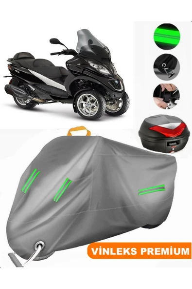 MotoEN  Vinleks Gri Piaggio MP3 250 Arka Çanta Uyumlu Motosiklet Brandası (Kilit Uyumlu) ürün görseli