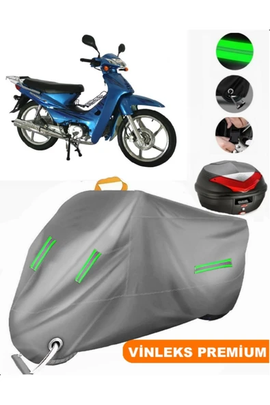 MotoEN  Vinleks Gri Mondial 100 UKH Arka Çanta Uyumlu Motosiklet Brandası (Kilit Uyumlu) ürün görseli