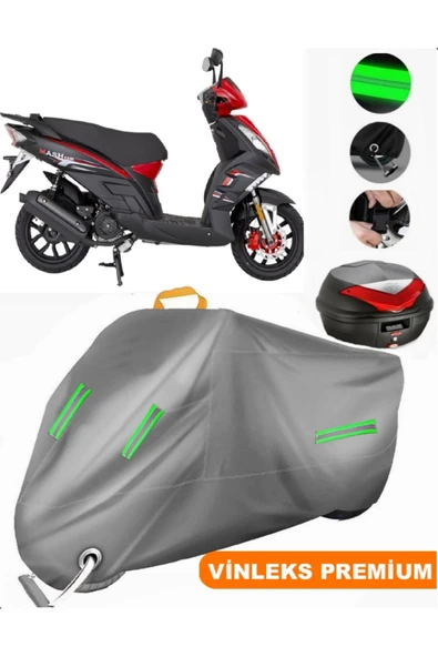 MotoEN  Vinleks Gri Mondial 125 Mash Arka Çanta Uyumlu Motosiklet Brandası (Kilit Uyumlu) ürün görseli