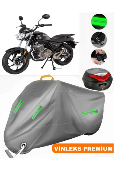 MotoEN  Vinleks Gri Mondial X-Treme Enduro Arka Çanta Uyumlu Motosiklet Brandası (Kilit Uyumlu) ürün görseli