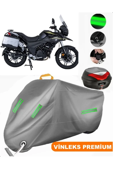 MotoEN  Vinleks Gri Mondial RX3i Evo Arka Çanta Uyumlu Motosiklet Brandası (Kilit Uyumlu) ürün görseli