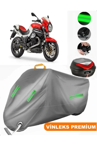 MotoEN  Vinleks Gri Moto GuzziSport 1200 Arka Çanta Uyumlu Motosiklet Brandası (Kilit Uyumlu) ürün görseli