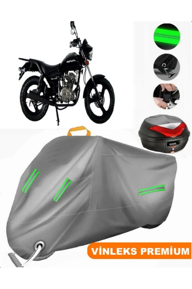 MotoEN  Vinleks Gri Mondial 150 MR Vulture Arka Çanta Uyumlu Motosiklet Brandası (Kilit Uyumlu) ürün görseli