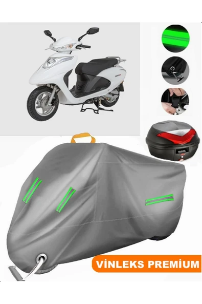 MotoEN  Vinleks Gri Mondial Speedy 110 Arka Çanta Uyumlu Motosiklet Brandası (Kilit Uyumlu) ürün görseli