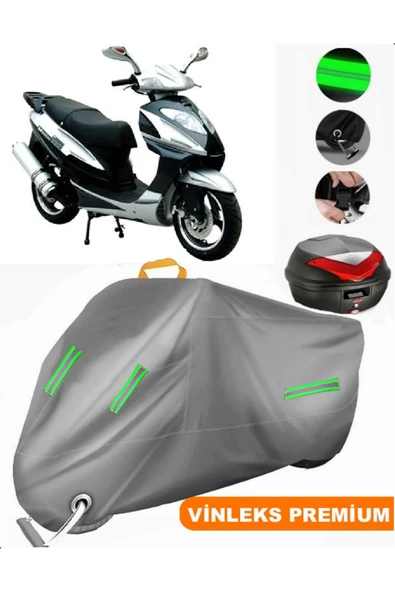MotoEN  Vinleks Gri Mondial 150 HS Arka Çanta Uyumlu Motosiklet Brandası (Kilit Uyumlu)