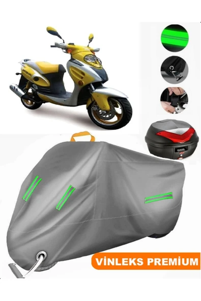 MotoEN  Vinleks Gri Mondial 125 RR Arka Çanta Uyumlu Motosiklet Brandası (Kilit Uyumlu)