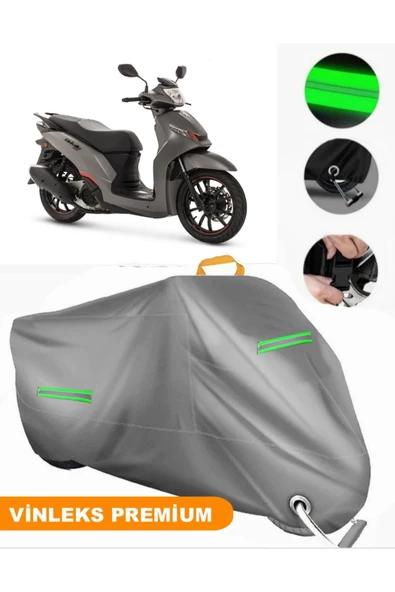 MotoEN  Vinleks Gri Peugeot Belville 200i ABS Uyumlu Motosiklet Brandası Lüx Kalite (Kilit Uyumlu) ürün görseli