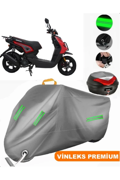 MotoEN  Vinleks Gri Mondial 150 Argent Arka Çanta Uyumlu Motosiklet Brandası (Kilit Uyumlu) ürün görseli