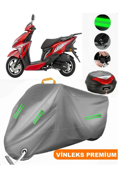 MotoEN  Vinleks Gri Mondial 125 Elegante Arka Çanta Uyumlu Motosiklet Brandası (Kilit Uyumlu)