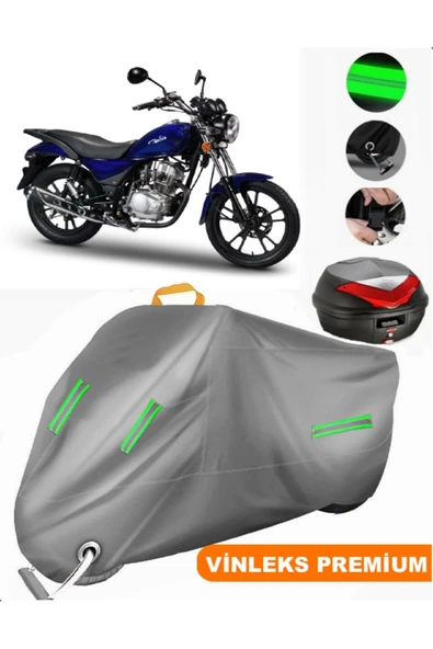 MotoEN  Vinleks Gri Motoran Fabio 150 Arka Çanta Uyumlu Motosiklet Brandası (Kilit Uyumlu)