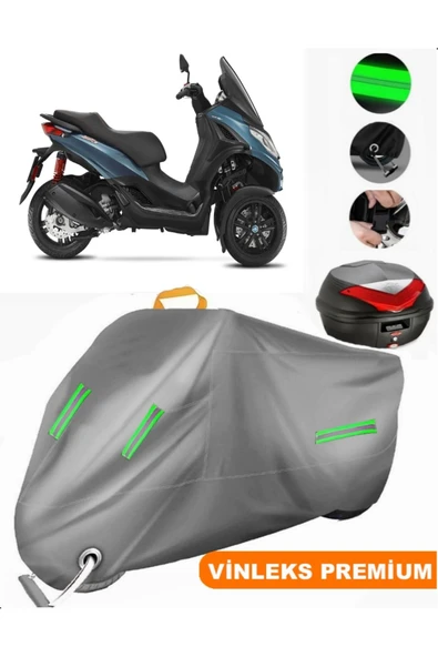 MotoEN  Vinleks Gri Piaggio MP3 300 Arka Çanta Uyumlu Motosiklet Brandası (Kilit Uyumlu) ürün görseli