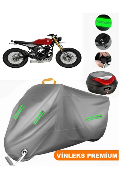 MotoEN Vinleks Gri Mutt Razorback 250 Arka Çanta Uyumlu Motosiklet Brandası (Kilit Uyumlu)