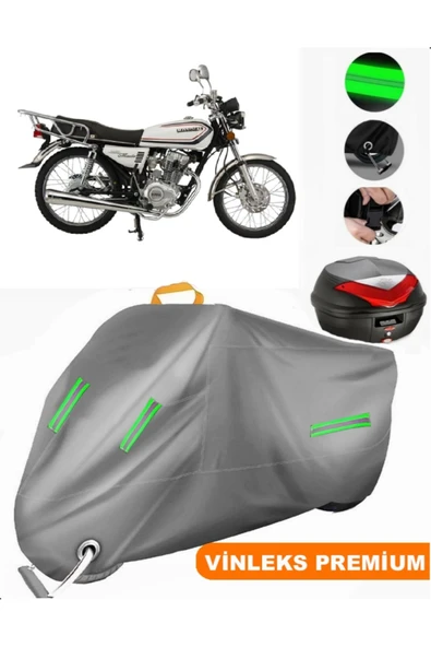 MotoEN  Vinleks Gri Mondial 150 MCX Roadracer Arka Çanta Uyumlu Motosiklet Brandası (Kilit Uyumlu)
