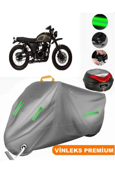 MotoEN  Vinleks Gri Mutt Sabbath 250 Arka Çanta Uyumlu Motosiklet Brandası (Kilit Uyumlu)