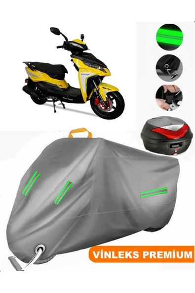 MotoEN  Vinleks Gri Motolux Rossi 50 Arka Çanta Uyumlu Motosiklet Brandası (Kilit Uyumlu)