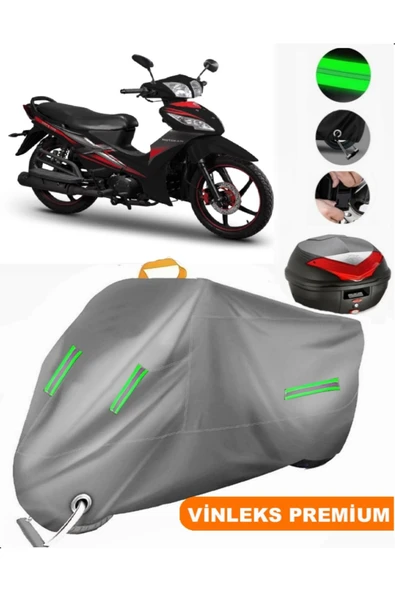 MotoEN  Vinleks Gri Motoran Furia Arka Çanta Uyumlu Motosiklet Brandası (Kilit Uyumlu)