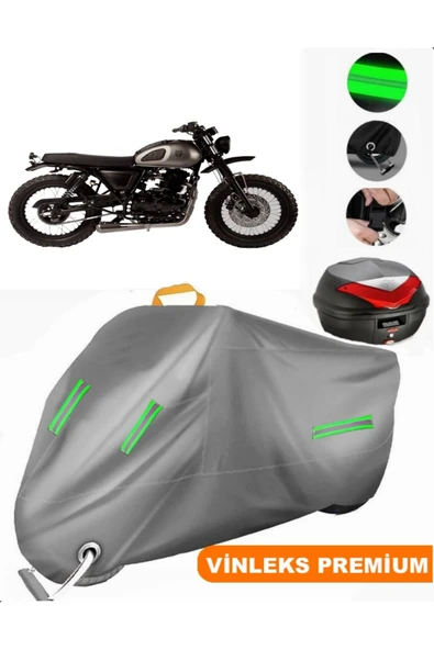 MotoEN  Vinleks Gri Mutt Mushman 250 Arka Çanta Uyumlu Motosiklet Brandası (Kilit Uyumlu)