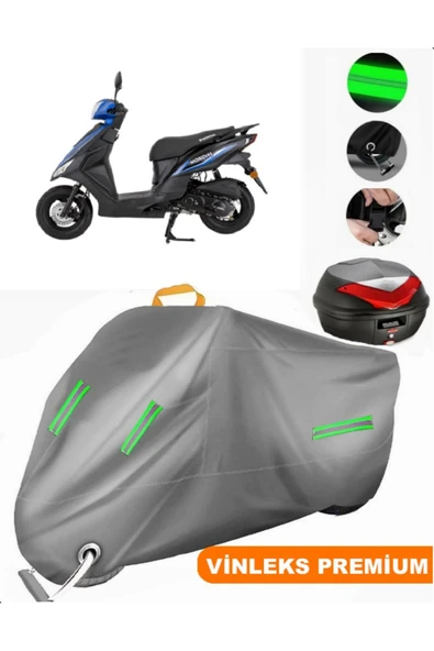 MotoEN  Vinleks Gri Mondial 50 Loyal Arka Çanta Uyumlu Motosiklet Brandası (Kilit Uyumlu) ürün görseli