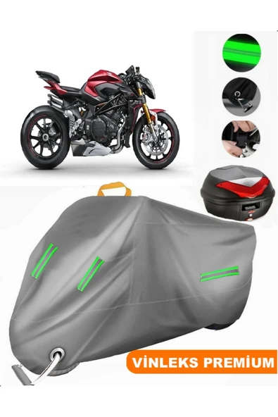 MotoEN  Vinleks Gri MV Agusta Brutale 1000 RR Arka Çanta Uyumlu Motosiklet Brandası (Kilit Uyumlu) ürün görseli