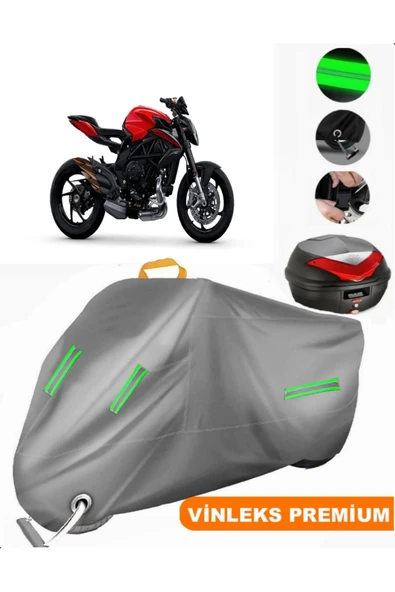MotoEN  Vinleks Gri MV Agusta Brutale 800 RR Arka Çanta Uyumlu Motosiklet Brandası (Kilit Uyumlu) ürün görseli