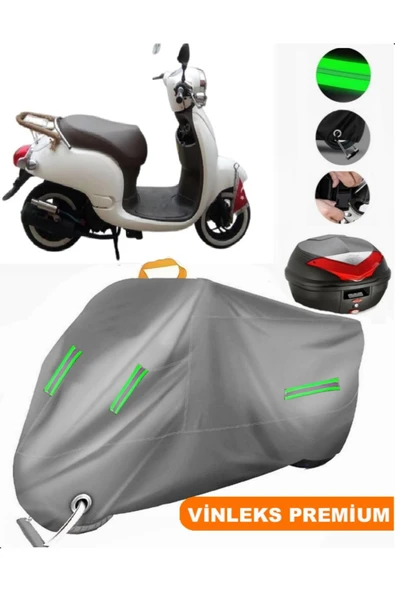 MotoEN  Vinleks Gri Motoran Wino 80 Arka Çanta Uyumlu Motosiklet Brandası (Kilit Uyumlu) ürün görseli