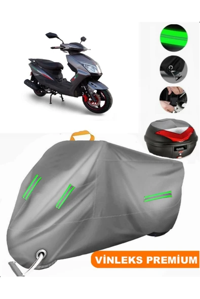 MotoEN  Vinleks Gri Motolux Nirvana 50 Arka Çanta Uyumlu Motosiklet Brandası (Kilit Uyumlu)