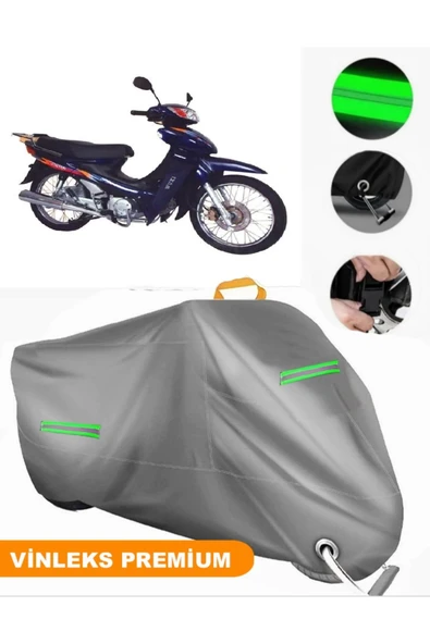 MotoEN  Vinleks Gri Mondial 110 KF Uyumlu Motosiklet Brandası Lüx Kalite (Kilit Uyumlu)