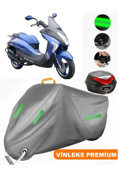 MotoEN  Vinleks Gri Mondial 150 ZC Arka Çanta Uyumlu Motosiklet Brandası (Kilit Uyumlu) ürün görseli