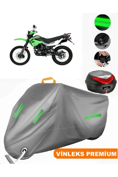 MotoEN  Vinleks Gri Mondial X-Treme Max 200i Arka Çanta Uyumlu Motosiklet Brandası (Kilit Uyumlu)