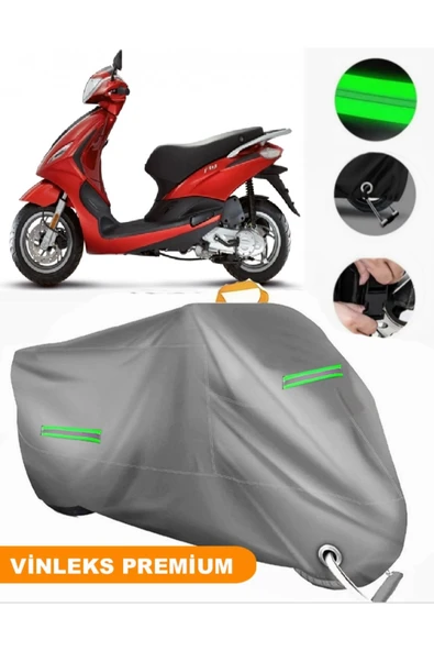 MotoEN  Vinleks Gri Piaggio FLY 125 3V Uyumlu Motosiklet Brandası Lüx Kalite (Kilit Uyumlu)
