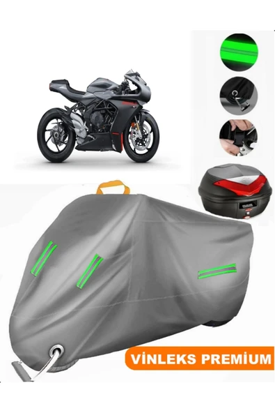 MotoEN  Vinleks Gri MV Agusta Superveloce 800 Arka Çanta Uyumlu Motosiklet Brandası (Kilit Uyumlu)