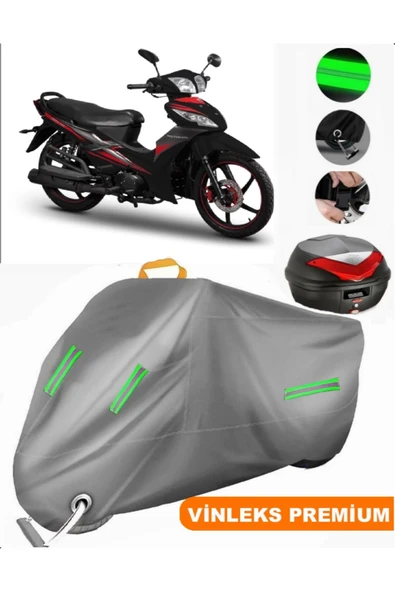 MotoEN  Vinleks Gri Motoran Orca 100 Arka Çanta Uyumlu Motosiklet Brandası (Kilit Uyumlu) ürün görseli