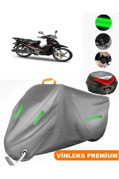 MotoEN  Vinleks Gri Motoran Wind 125 Arka Çanta Uyumlu Motosiklet Brandası (Kilit Uyumlu)
