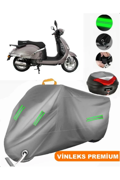 MotoEN  Vinleks Gri Mondial 150 Z-ONE Arka Çanta Uyumlu Motosiklet Brandası (Kilit Uyumlu) ürün görseli