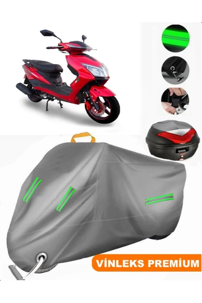 MotoEN  Vinleks Gri Motolux Nirvana Pro Arka Çanta Uyumlu Motosiklet Brandası (Kilit Uyumlu)