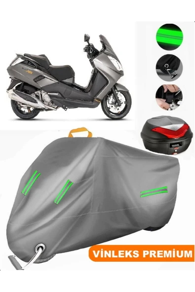 MotoEN  Vinleks Gri Peugeot Satelis 400 Arka Çanta Uyumlu Motosiklet Brandası (Kilit Uyumlu) ürün görseli