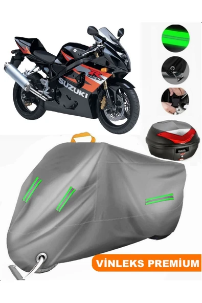 MotoEN  Vinleks Gri Suzuki GSR 600 Arka Çanta Uyumlu Motosiklet Brandası (Kilit Uyumlu) ürün görseli 1