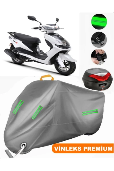 MotoEN  Vinleks Gri Rks Pesaro 125 Arka Çanta Uyumlu Motosiklet Brandası (Kilit Uyumlu) ürün görseli