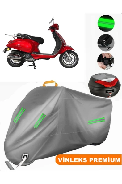 MotoEN  Vinleks Gri Stmax Milan 50 Arka Çanta Uyumlu Motosiklet Brandası (Kilit Uyumlu) ürün görseli