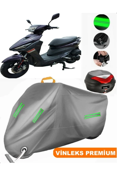 MotoEN  Vinleks Gri Ramzey Kalipso 100 Arka Çanta Uyumlu Motosiklet Brandası (Kilit Uyumlu) ürün görseli