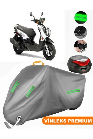 MotoEN  Vinleks Gri Ramzey QM 125T-10E Arka Çanta Uyumlu Motosiklet Brandası (Kilit Uyumlu) ürün görseli