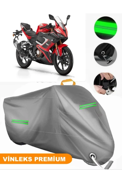 MotoEN  Vinleks Gri QJ SRK125 R Uyumlu Motosiklet Brandası Lüx Kalite (Kilit Uyumlu)