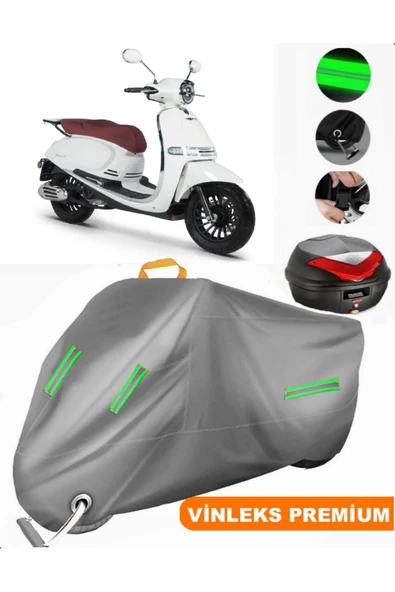MotoEN  Vinleks Gri Rks Galaxy Gold 125 Arka Çanta Uyumlu Motosiklet Brandası (Kilit Uyumlu)