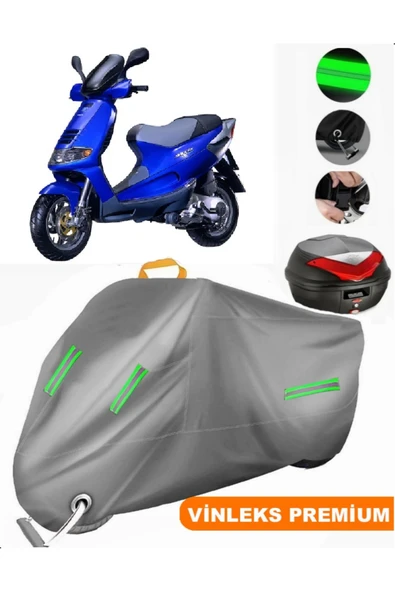 MotoEN  Vinleks Gri Piaggio Skipper 150 Arka Çanta Uyumlu Motosiklet Brandası (Kilit Uyumlu) ürün görseli