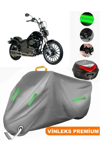 MotoEN  Vinleks Gri Regal Raptor Spyder 250 Arka Çanta Uyumlu Motosiklet Brandası (Kilit Uyumlu)