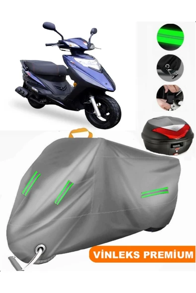 MotoEN  Vinleks Gri Stmax Lindy 50 Arka Çanta Uyumlu Motosiklet Brandası (Kilit Uyumlu) ürün görseli