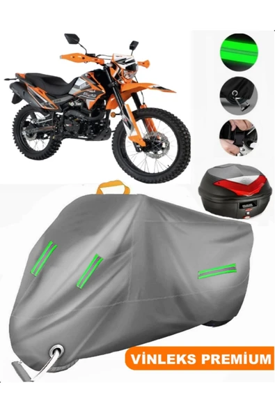 MotoEN  Vinleks Gri Rks NR200 Arka Çanta Uyumlu Motosiklet Brandası (Kilit Uyumlu) ürün görseli