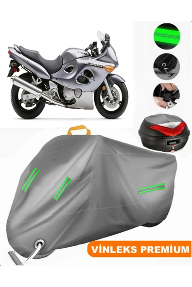 MotoEN  Vinleks Gri Suzuki GSX 750 F Arka Çanta Uyumlu Motosiklet Brandası (Kilit Uyumlu)