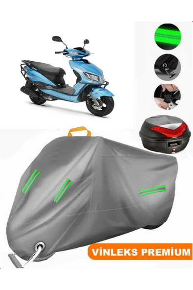 MotoEN  Vinleks Gri Rks Blazer 50 Arka Çanta Uyumlu Motosiklet Brandası (Kilit Uyumlu)